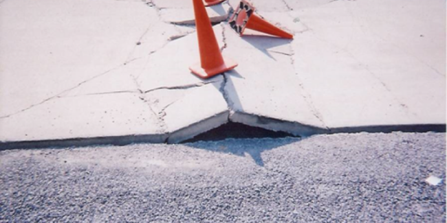 Other terms for concrete blow-up include: buckling and tenting. Although the concrete doesn’t actually explode and blow-up, the pavement does lift (buckles or tents) up off of the subgrade.